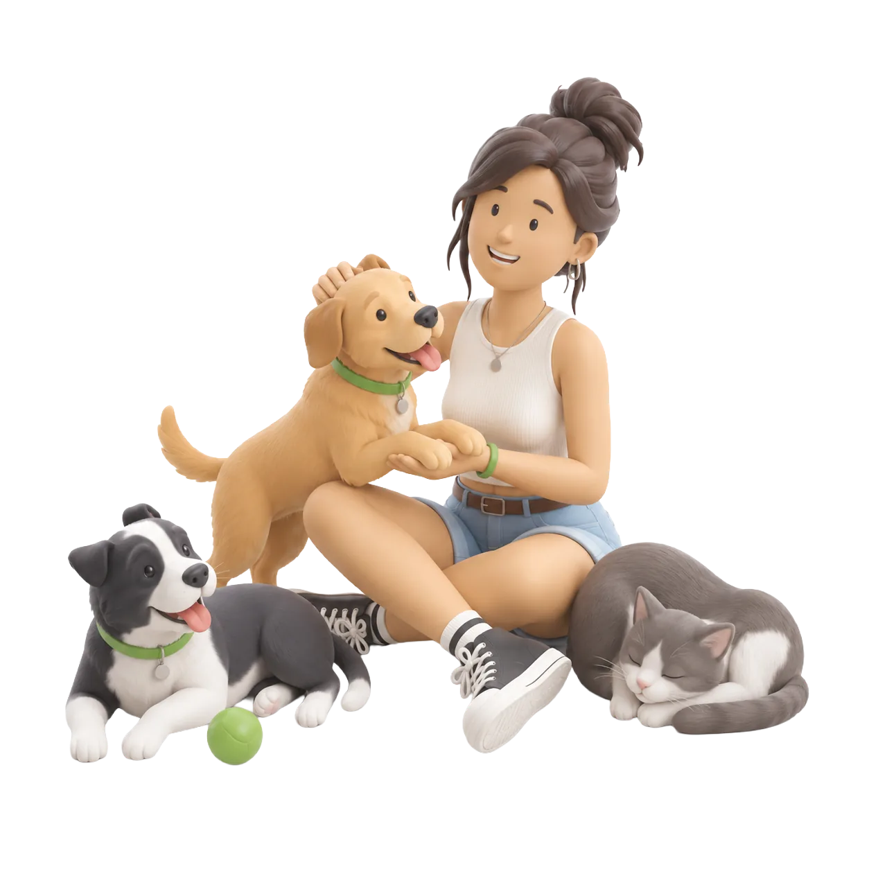 Cuidador de Bualky con un perro en un hogar real