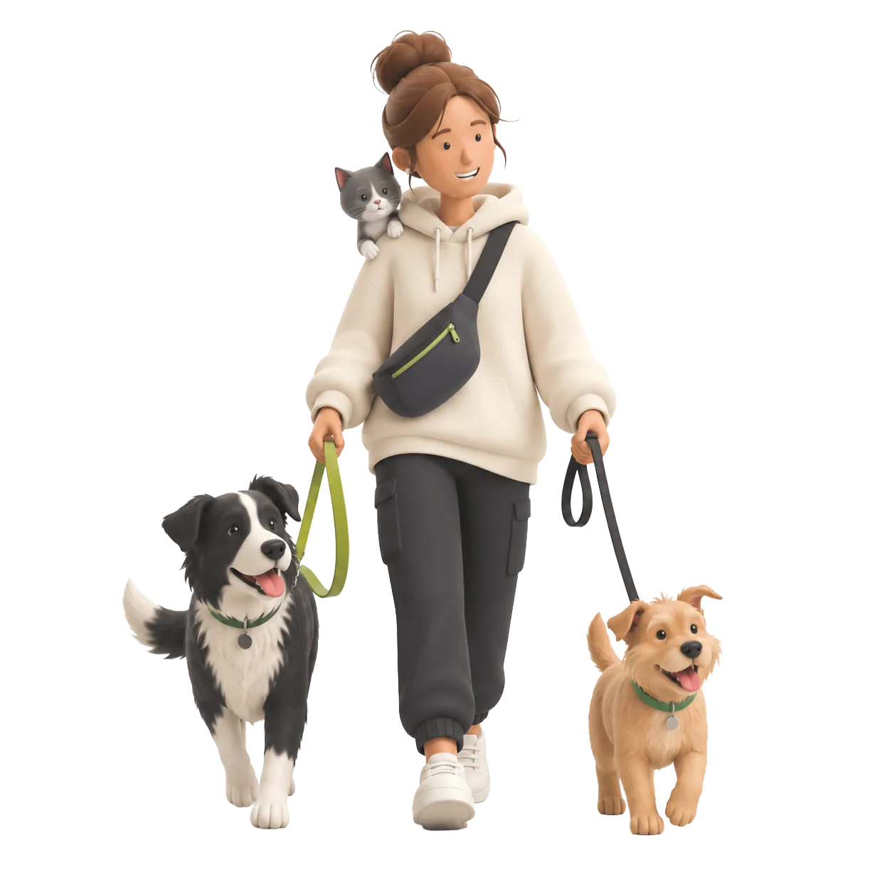 Paseadora de Bualky caminando con dos perros