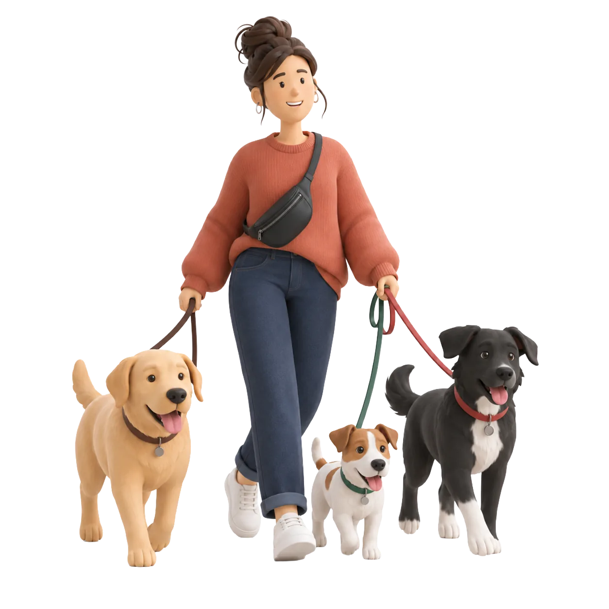 Bualker de Bualky paseando cuatro perros por Buenos Aires