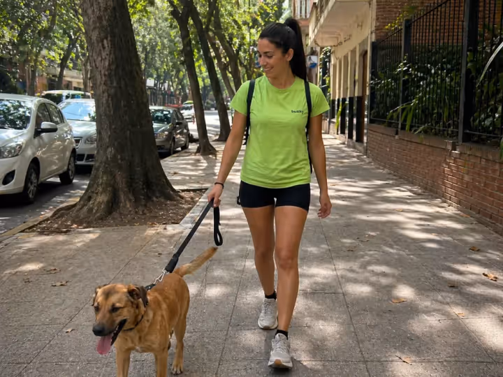 Bualker paseando un perro en Palermo