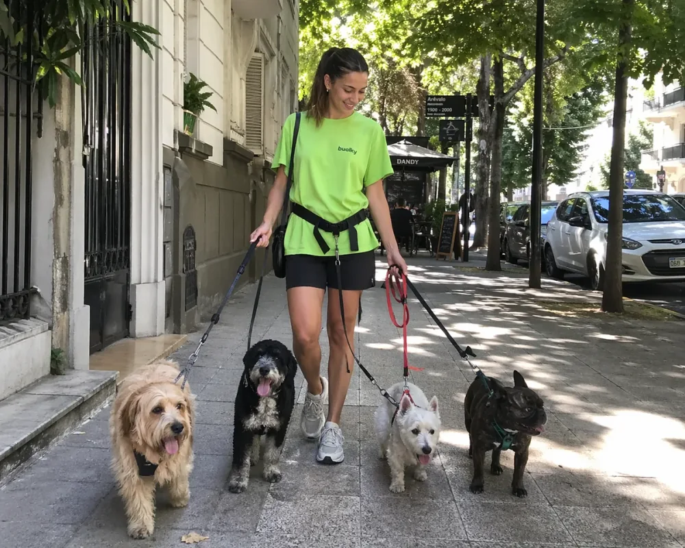 Paseadora con varios perros